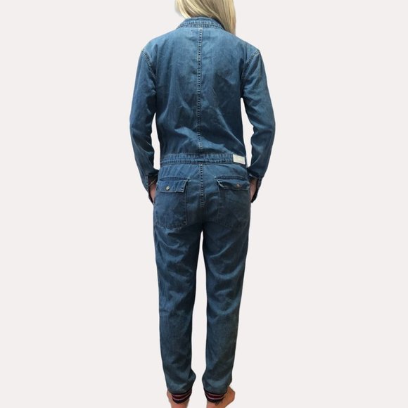 NEON Blonde Cotton Utility Boiler Denim Jumpsuit Size Medium - Picture 3 of 16